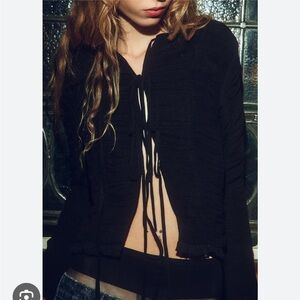 Zara NWT draped shirt with bows black 0881/101